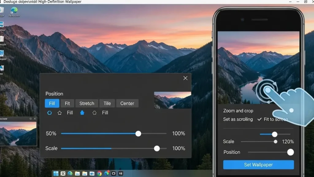 Como ajustar a posição e escala do wallpaper de alta definição do PC e celular