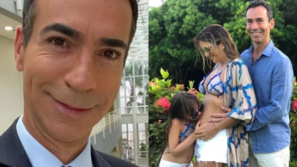 A esposa de Cesar Tralli esta gravida Jornalista mostra filha