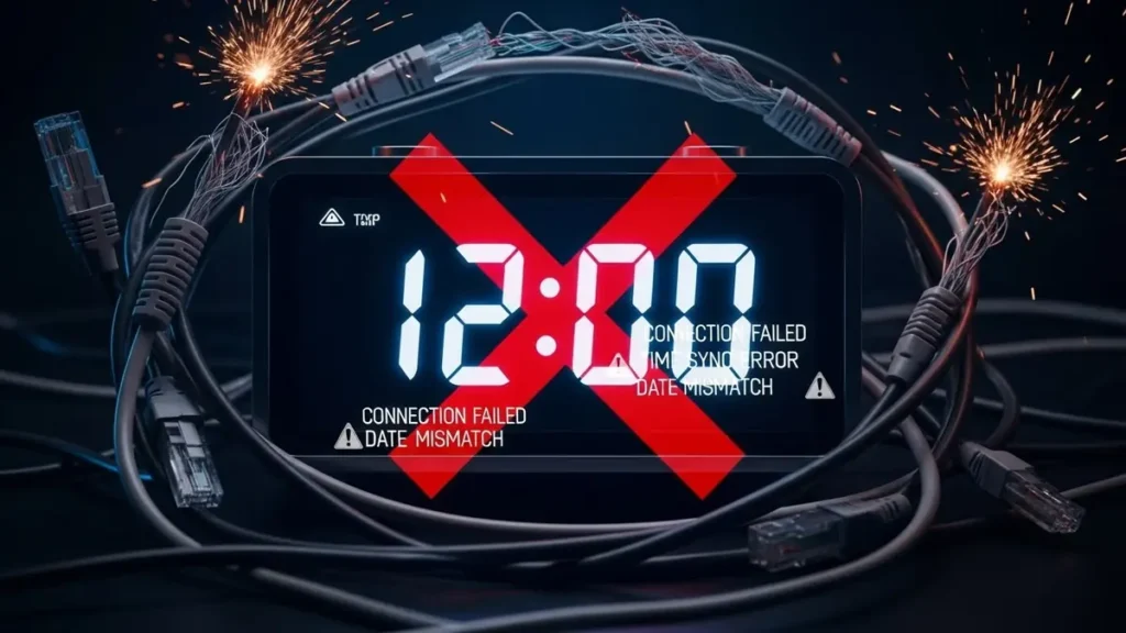 Problemas de horário e data causando falha de conexão