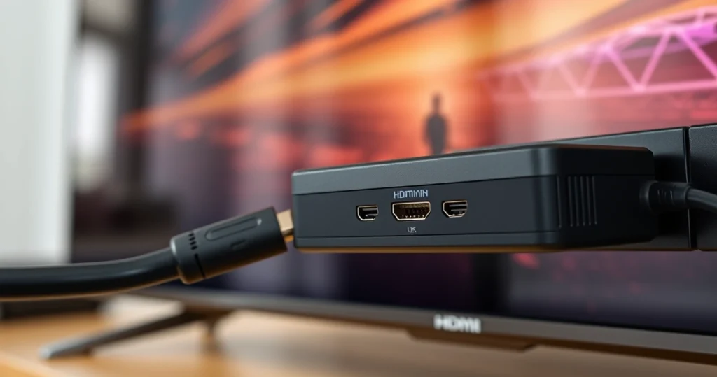 aparelho de streaming conectado na entrada hdmi atrás da televisão